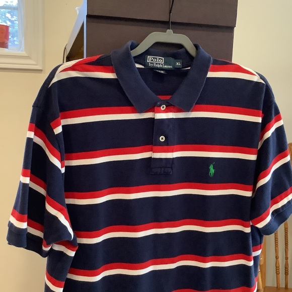 Polo by Ralph Lauren Striped Polo Shirt Navy Red White Cotton XL Y2K Preppy - Picture 5 of 9